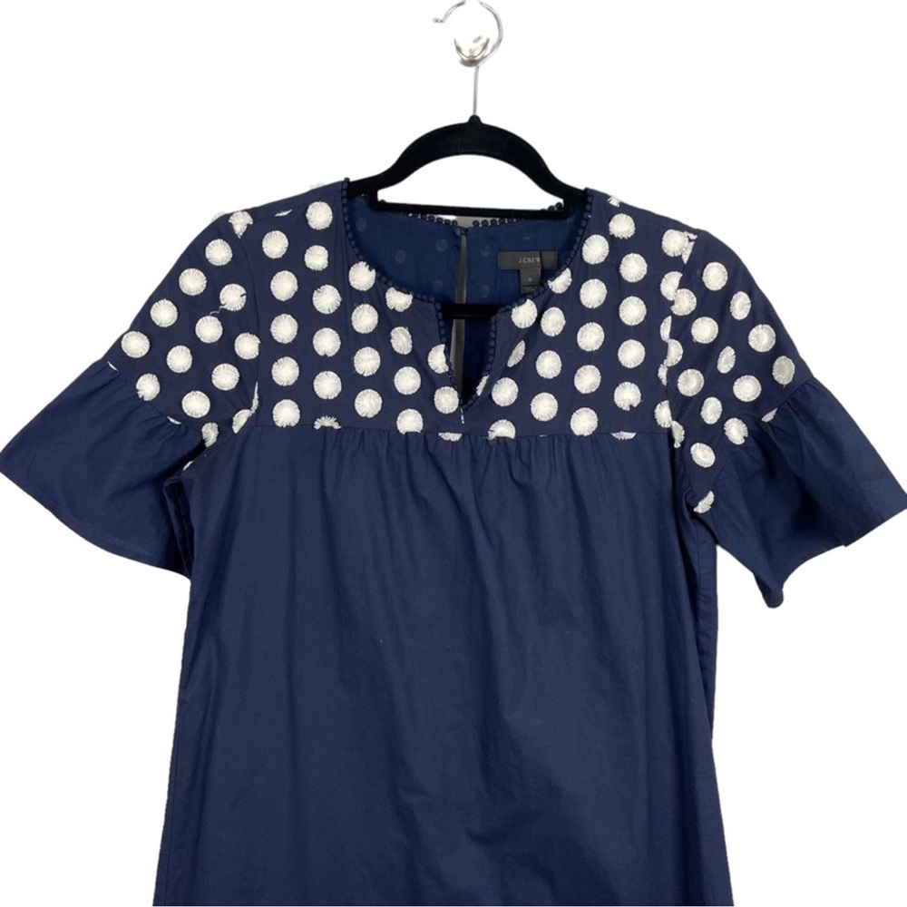 J. Crew Navy Bell Sleeve Dress With Fringe Dot size 0 - Picture 5 of 10